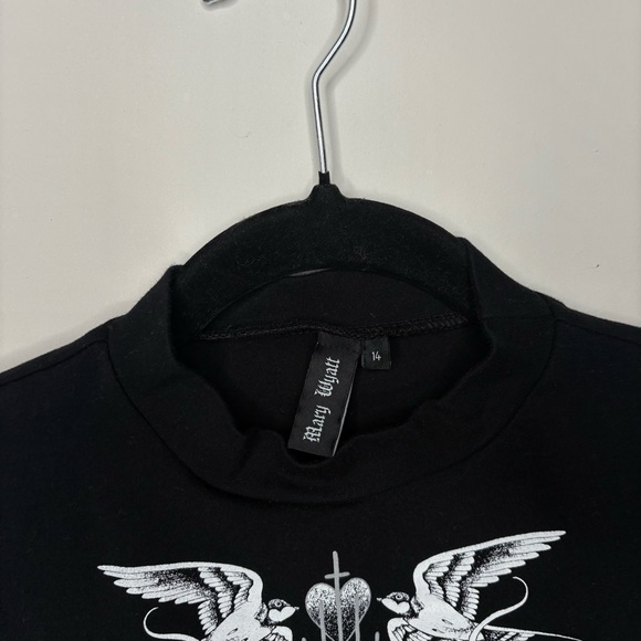 Mary Wyatt Tank Top Black Cropped Crop Goth - Picture 2 of 4